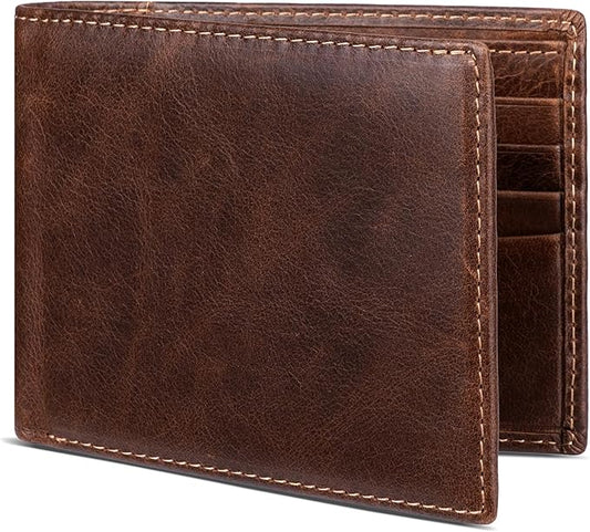 Genuine Leather Wallet for Men Bifold RFID Blocking Wallets with 12 Card Slots, 2ID Window & 2 Cash Pocket - Includes Gift...