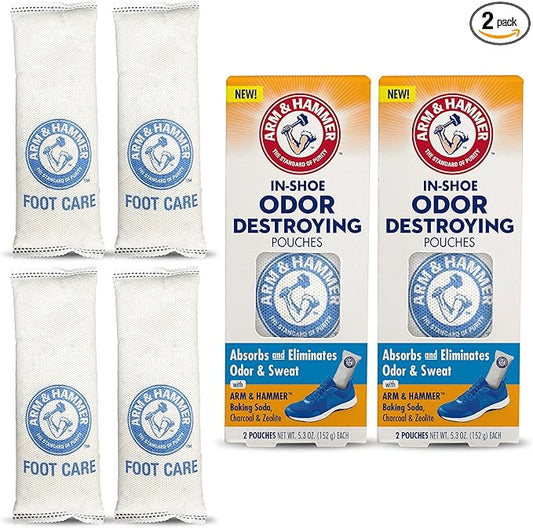 Arm & Hammer In-Shoe Odor Destroying Pouches, Shoe Deodorizer Insert for Reducing Odor and Absorbing Moisture, Smell Elimi...