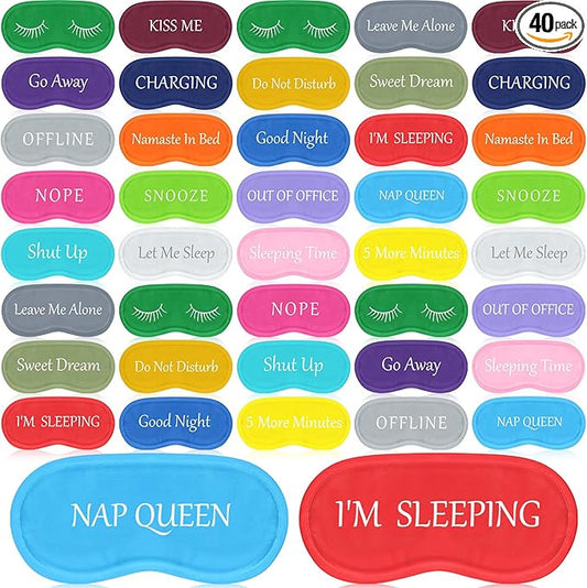Eurzom 40 Pcs Funny Sleep Eye Mask Soft Night Mask Bulk for Sleeping Blackout Blindfolds with Adjustable Strap for Women M...