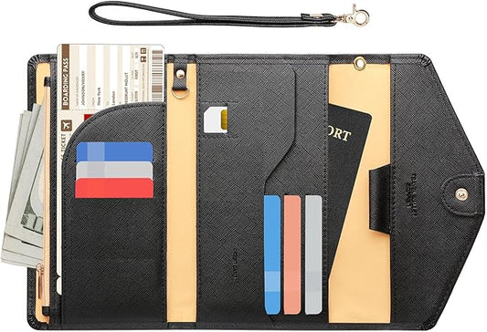 ZOPPEN Passport Holder Women Travel Wallet (Ver.5) for Women Rfid Blocking Passport Cover Case Document Organizer Wrist Strap