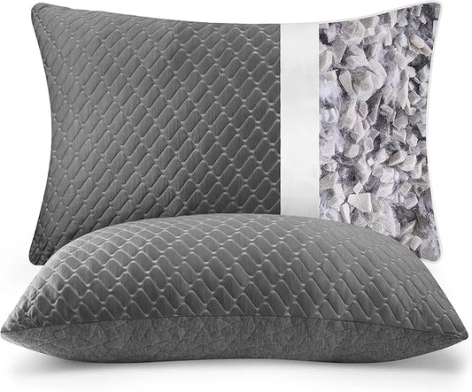 Dormirpilow Memory Foam Pillows King Size Set of 2 Grey Color Cooling Pillows for Sleeping 2 Pack, Bed Pillows with Adjust...