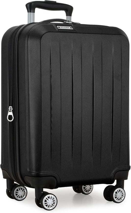 Elite Luggage Expandable Hardside Spinner Luggage, Black, 21" Carry-on