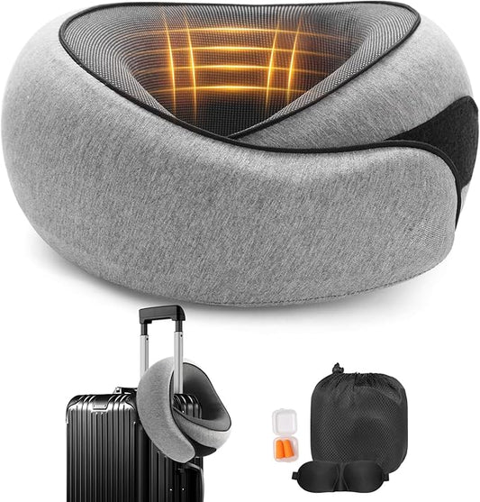 Vietora Eud Travel Neck Pillow, Memory Foam Neck Support for Airplane, Car & Office, Breathable Portable Design with Eye M...