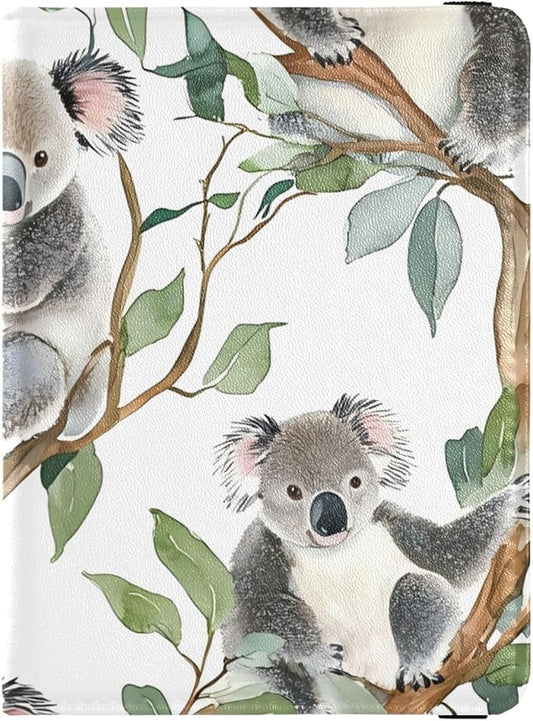 Koala Tree Pattern Leather Passport and Vaccine Card Wallet Combo Travel Documents Organizer Protector Passport Holder Com...
