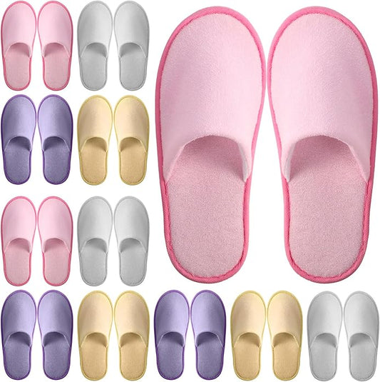 Geyoga 12 Pair Disposable Slippers for Guests Non Slip Disposable House Slippers Washable Reusable for Spa Travel Hotel In...