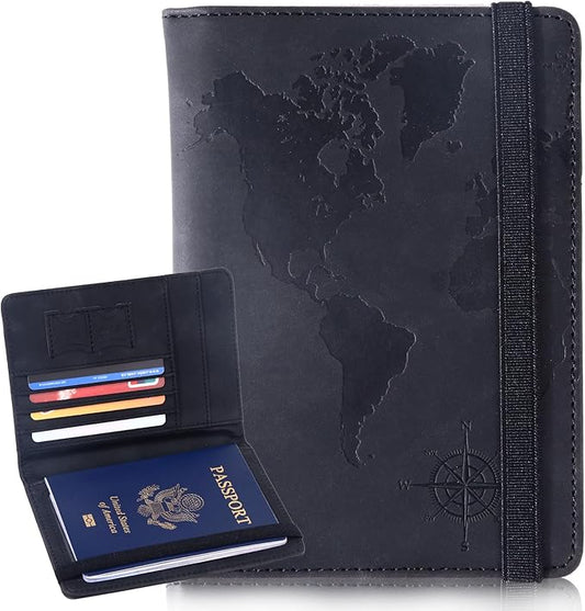 XMLINPER Passport Holder and Card Slot Combo RFID Blocking Leather Personalized Travel Passport Wallet for Men and Women U...