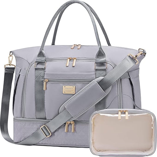 Weitars Gym Duffel Bag - Women's Travel Weekender with Shoes Compartment & Wet Pocket - Large Carry On
