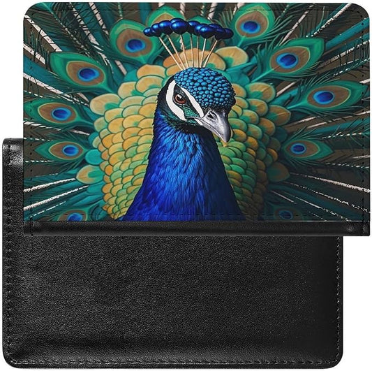 Blue Peacock Passport Holder Passport Cover Protector Essentials with Credit Card Slots for Women Men