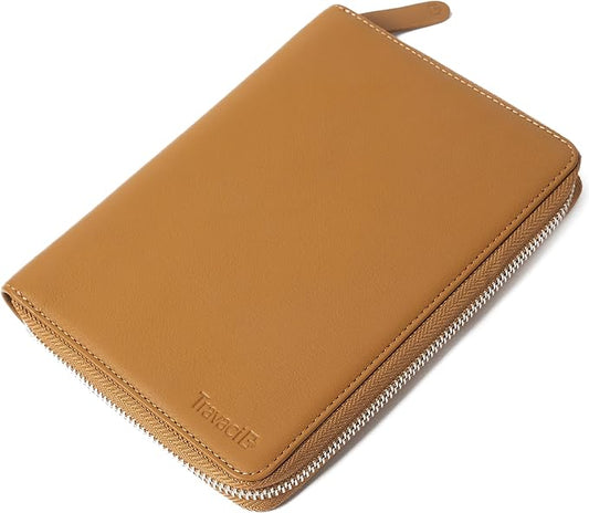 Full Grain Leather Family Passport Holder for 4 Passports - RFID Passport Holder and Travel Document Organizer - Large Lea...