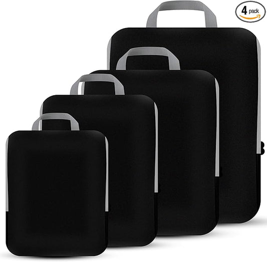 PANDA JOYS 4 Set Compression Packing Cubes Travel - Travel Accessories Expandable Packing Organizers for Carry On - Essent...