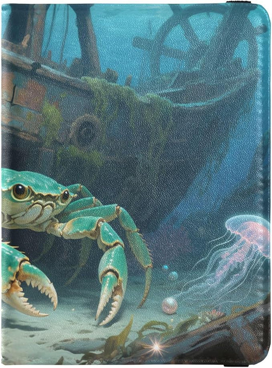 Underwater Wreck Art Leather Passport and Vaccine Card Wallet Combo Passport Case Travel Documents Wallet Passport Holder ...