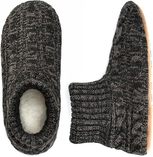The Metluks Mens Warm Slipper Socks with Grips, Fuzzy Indoor House Shoes Non-slip Sherpa Lined, Cozy Winter Cabin Slippers...