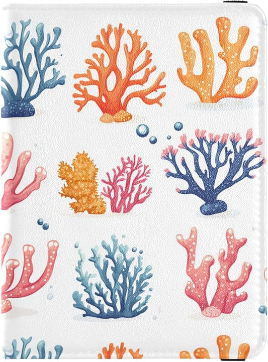 Cute Coral Passport and Vaccine Card Holder Combo Travel Passport Wallet Passport Holder Combo with Vaccine Card Slot for ...