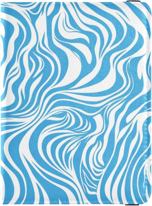 animal Print Style Lightblue Leather Passport and Vaccine Card Wallet Combo Travel Documents Organizer Protector Passport ...