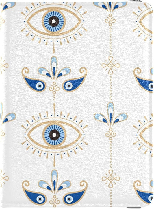 Evil Eye Magic Passport and Vaccine Card Holder Combo Passport Holder with Vaccine Card Slot, PU Leather Passport Cover Case