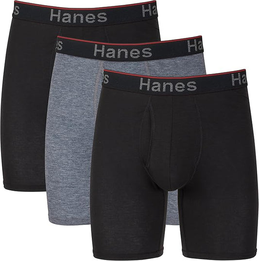 Hanes Men's Anti-Chafing Underwear Pack, 3-Pack, Total Support Pouch Moisture-Wicking Boxer Briefs, Trunks, or Long Leg