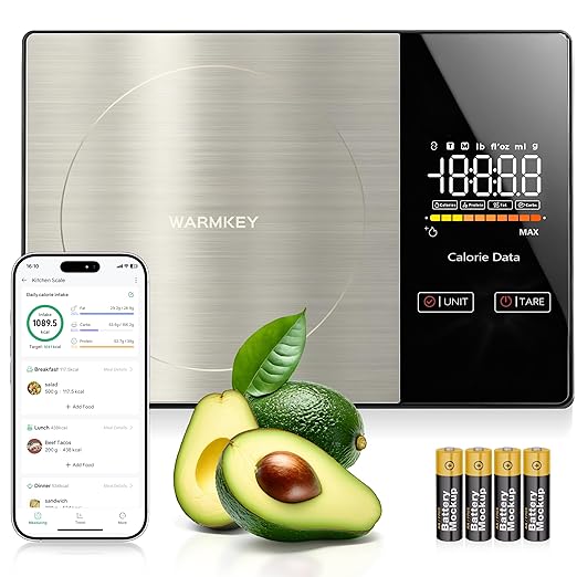 WARMKEY Smart Nutrition Food Scale - Digital Kitchen Scale with Nutritional Calculator App,Tare Function,Track Calories &1...