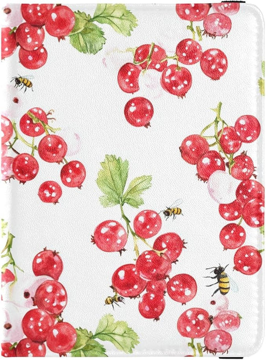 Redcurrant Fruit White Passport and Vaccine Card Holder Combo Passport Case Travel Documents Wallet Passport Holder Combo ...