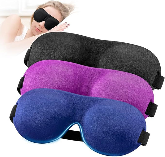 YIVIEW Sleep Mask for Back and Side Sleeper Pack of 3, 100% Light Blocking 3D Eye Masks for Sleeping, Lightweight & Breath...