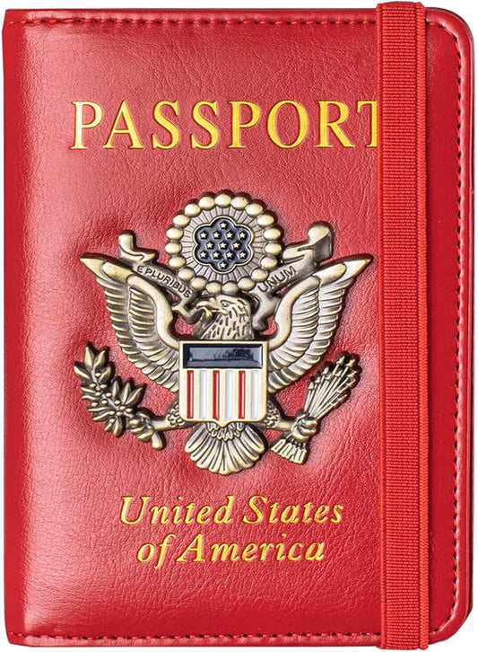 Passport Holder Cover and Card Case Slot Combo RFID Blocking Leather Travel Passport Wallet for Men and Women US Passport ...