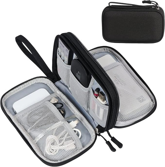FYY Travel Cable Organizer Pouch Electronic Accessories Carry Case Portable Waterproof Double Layers All-in-One Storage Ba...