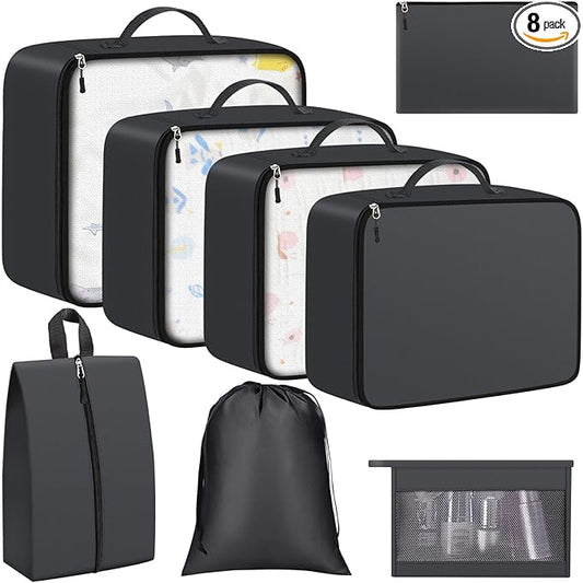 8 Set Packing Cubes for Travel Essentials, Packing Bags, Carrry-On Travel Accessories, Suitcase Organizers with Sturdy Zip...