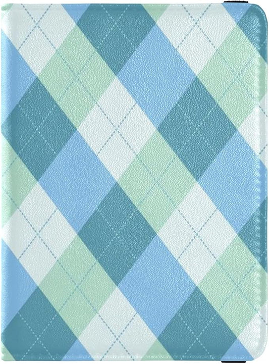 Blue Green Leather Passport and Vaccine Card Holder Combo Travel Documents Organizer Protector Passport Holder Combo with ...