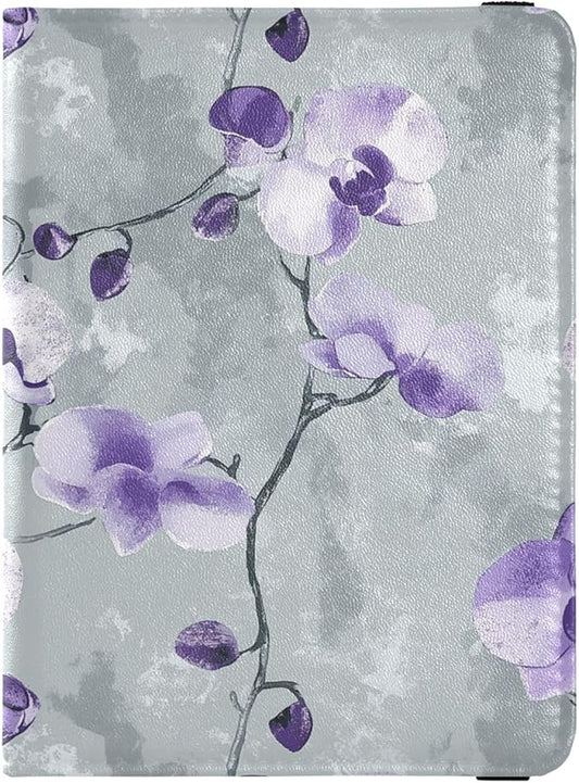 Aesthetic Purple Orchid Passport and Vaccine Card Wallet Combo Travel Documents Organizer Protector Passport Holder Combo ...