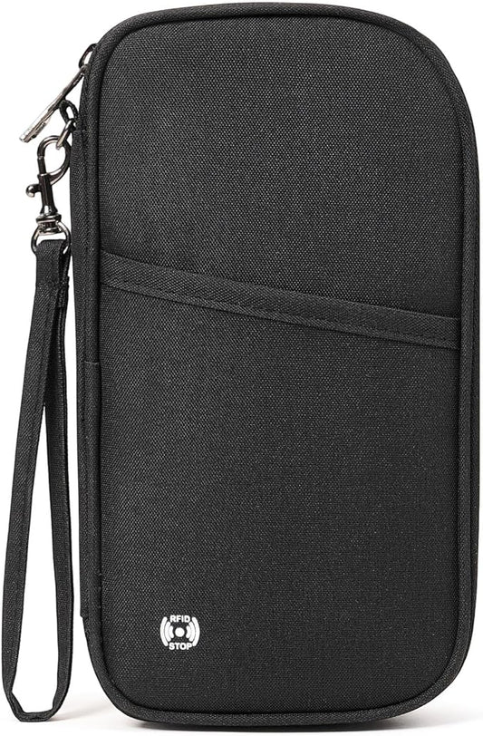 LEEXTON Travel Passport Wallet,RFID Blocking Waterproof Passport Holder Family Portable Travel Document Organizer for Men ...