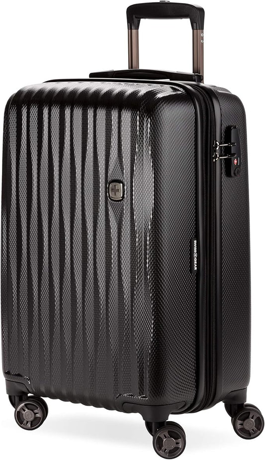 SwissGear 7272 Energie Expandable Hardside Luggage with Spinner Wheels and TSA Lock, Black, Carry-On 19-Inch