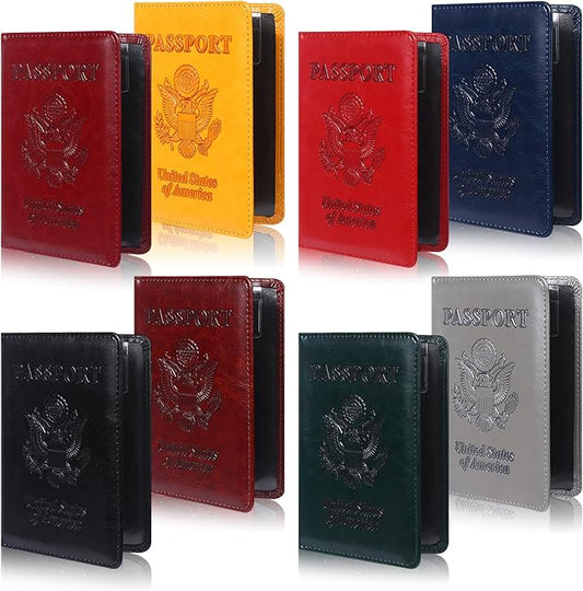 8 PCS Passport Holder Cover Combo Leather Passport Holder Combo with Vaccine Card Slot Passport Cover Passport Case Cover ...