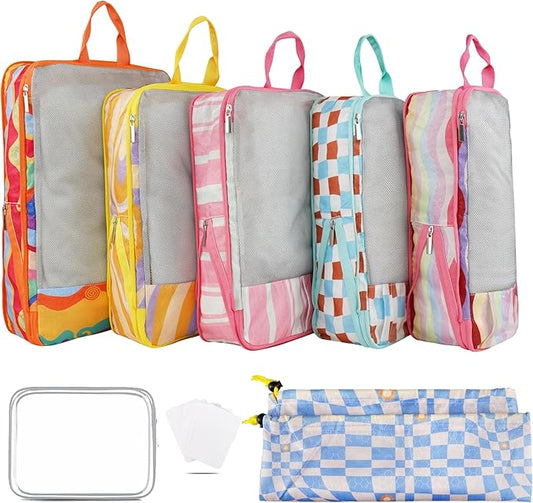 Hitanfe 7 Pcs Compression Packing Cubes Travel for Suitcases, Luggage Organizer Washable Storage Bags Set for Backpack Tra...