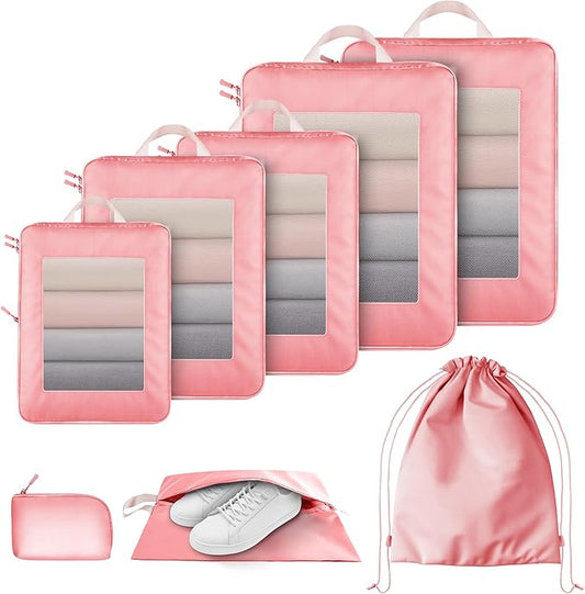 AUGOSTA 8 Set Compression Packing Cubes for Travel Suitcase Organizer Travel Essentials for Backpack Luggage Organizer Bag...