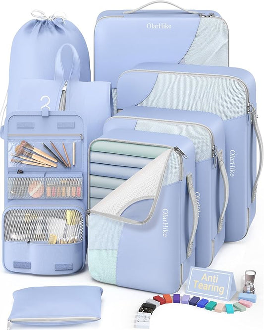8 Set Packing Cubes for Travel, Gifts for Women Mom,Anti-Tearing Suitcase Organizer for Luggage with Shoe & Hanging Toilet...