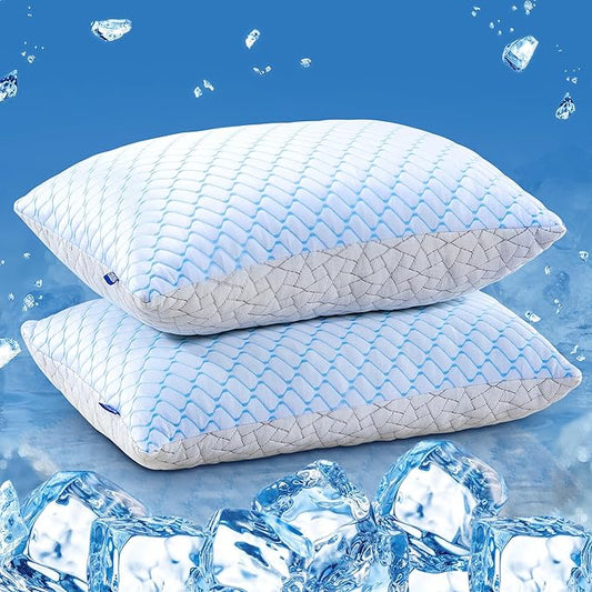 puredown King Size Pillows Set of 2, Shredded Memory Foam Pillows, Cooling Pillow King 2 Pack, Foam Pillow for Sleeping, A...