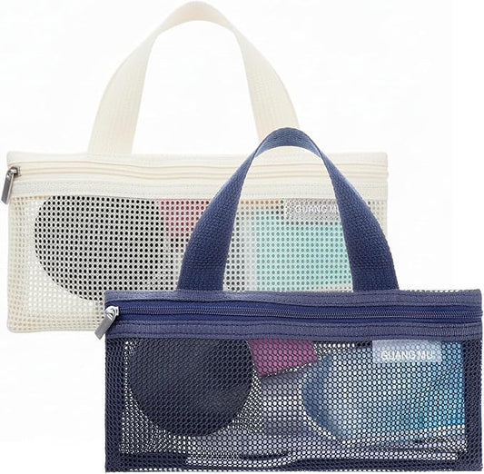 InnoHHustle 2 PCS Toothbrush Pouch, Mini Travel Toiletry Bags Portable Mesh Zipper Makeup Bag Travel Toothbrush Bag Square...