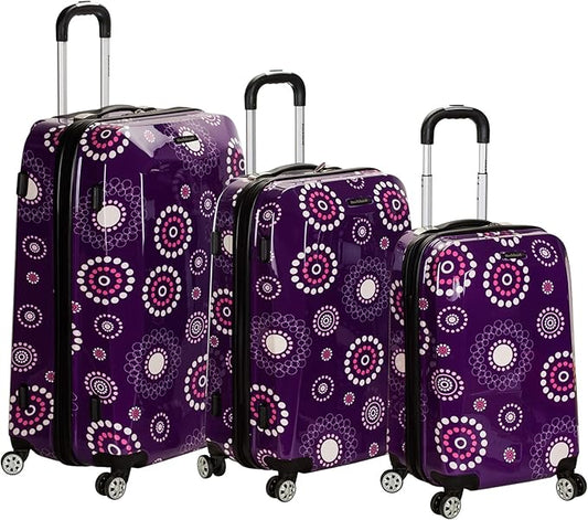 Rockland Vision Hardside Spinner Wheel Luggage, Purple Pearl, 3-Piece Set (20/24/28)