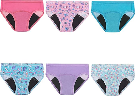 Hanes Toddler Girls' Potty Trainer Brief, Moisture-Wicking Panty, Odor Protection Potty Trainer Underwear, 6-Pack
