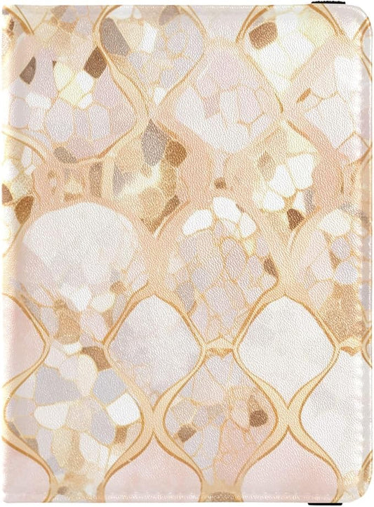 Rose Gold Leopard Print on A Pastel Background Animal Skin Texture Leather Passport and Vaccine Card Holder Combo Travel P...