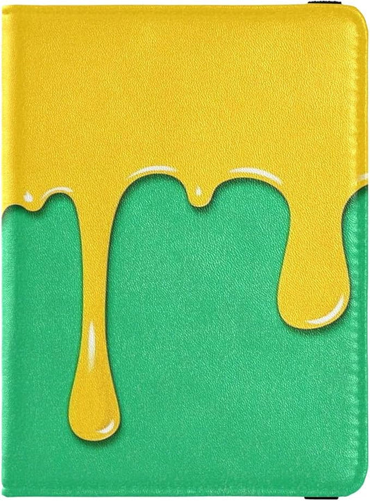 Fashion Street Graffiti Painting Orange Green Leather Passport and Vaccine Card Wallet Combo Passport Case Travel Document...