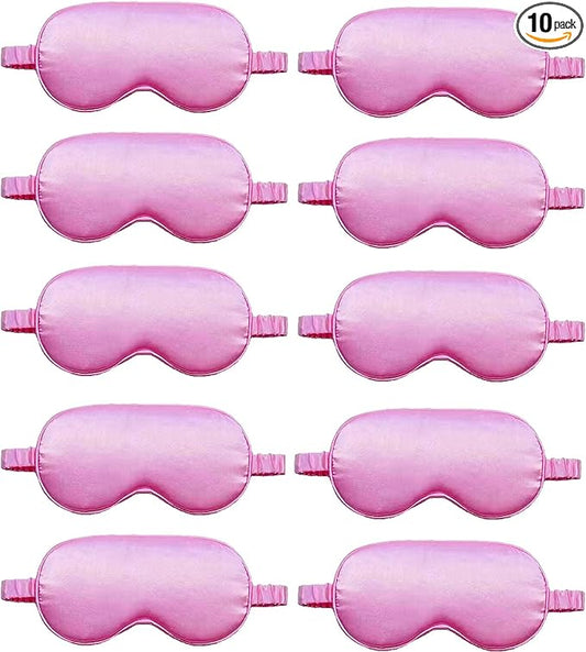 10 Pack Sleep Mask,Silk Eye Mask,for Night Sleeping,Office, Travel,Party Games,Suitablefor Men/Women (Pink)
