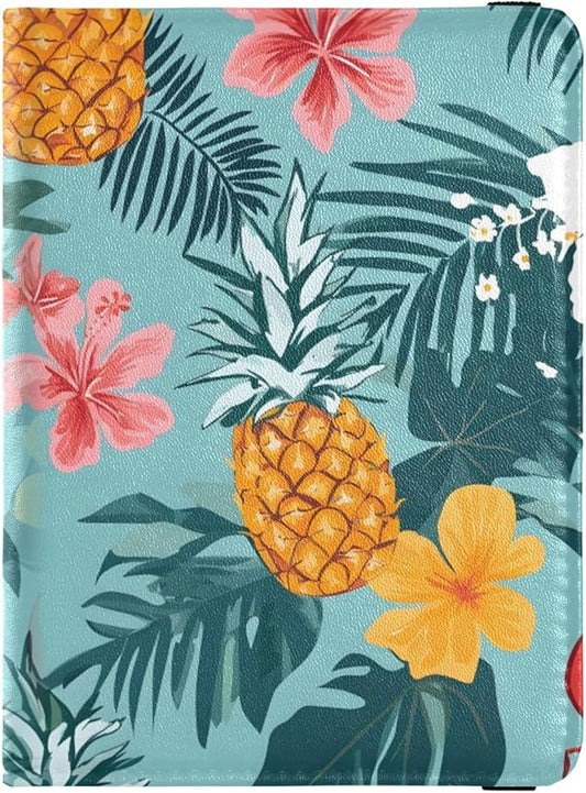 zyrtty Passport Holder, Palm Tree Pineapple Pattern Passport Cover Travel Wallet with Credit Card Slots Rfid Wallet Waterp...