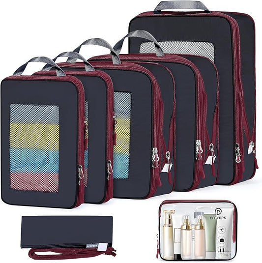 PFEYRPK 7 Set Compression Packing Cubes Packing Organizer for Travel,Travel Accessories for Carry on Luggage Suitcase Back...