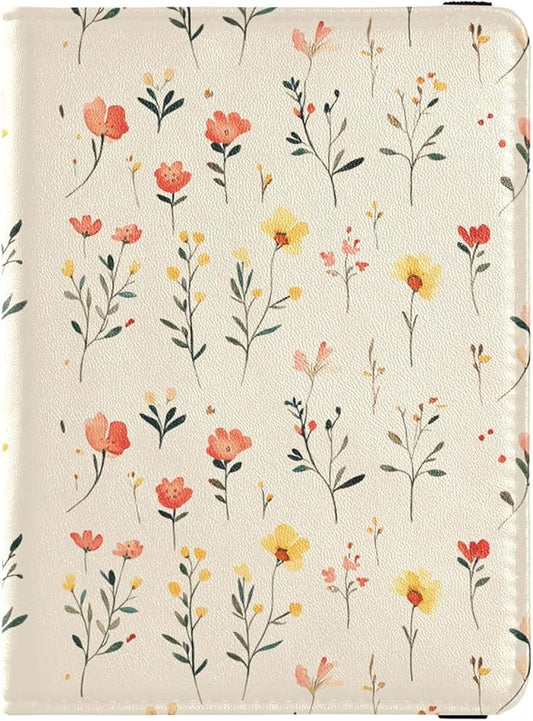 Summer Flower Beige Passport and Vaccine Card Wallet Combo Travel Passport Wallet Passport Holder Combo with Vaccine Card ...
