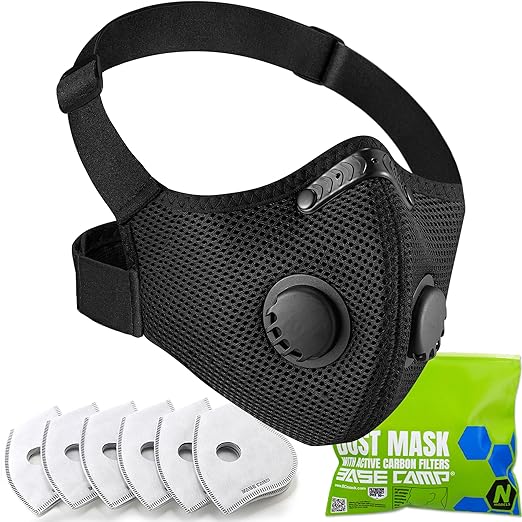 BASE CAMP M PRO Dust Mask, All day Comfortable Reusable Respirator Mask, L-shaped Head Strap Design, Safety Work Mask for ...