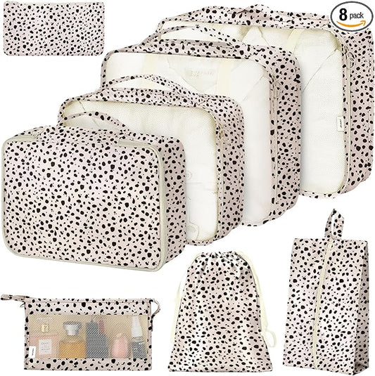 8 Set Packing Cubes for Suitcases, Packing Cube with Shoe, Cosmetics, Clothing, and Accessories Bags Packing Cubes for Tra...