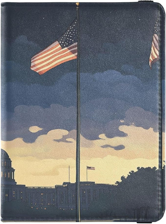 Flags at Half - Mast Scene Leather Passport and Vaccine Card Holder Combo Travel Passport Wallet Passport Holder Case for ...