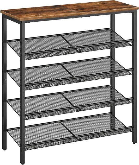 HOOBRO Shoe Rack for Entryway, 5-Tier Shoe Organizer with Adjustable Mesh Shelves, 16-20 Pairs of Shoes, Spacious Floor Mo...