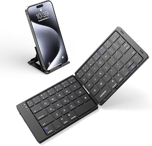 Samsers Foldable Bluetooth Keyboard, Portable Wireless Folding Keyboards for Travel, Support Up to 3 Devices for iPad, iPh...