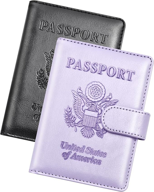 Herain Passport Holder for Travel Cruise Essentials, 2 Pcs Passport Cover Wallet Case Travel Gifts Women Men Family, RFID ...